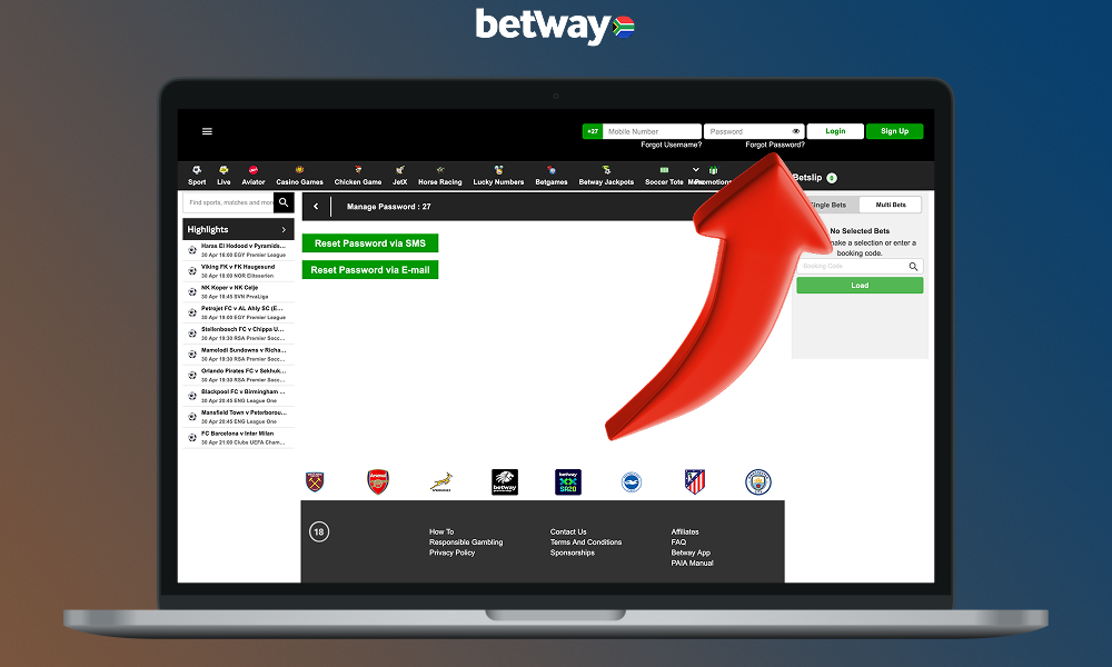 Betway users can easily recover a forgotten password and regain access to their account again
