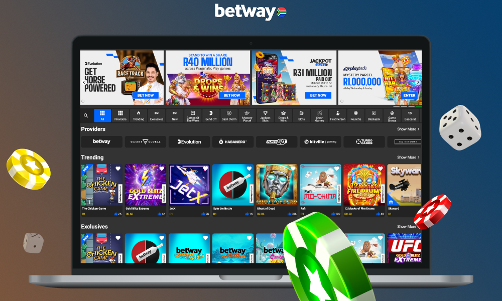 Betway has a huge library of a wide variety of games including slots, fast games, live dealer games and much more